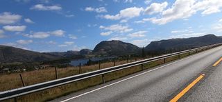 Beautiful view of the lake between rocky peaks