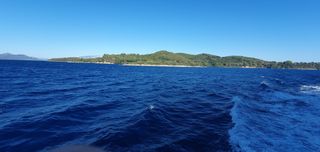 View from the boat at the Scorpios island