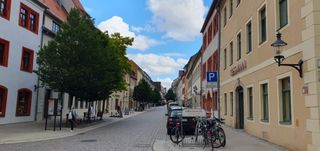 One of the wider cobblestone streets