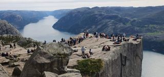 The rock cliff is truly impressive