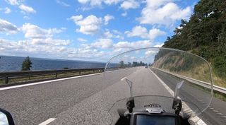Riding along the lake north of Jönköping