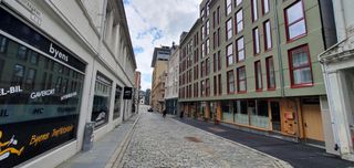 One of the cobblestone streets