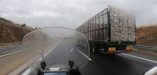 Passing by the cotton truck