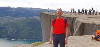 Posing in front of the cliff
