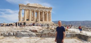 Posing in front of the Parthenon