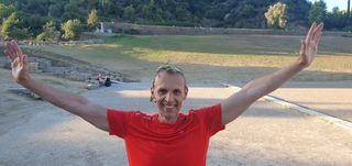Triumph after running across the Stadium