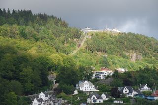 View of the funicular in the distance