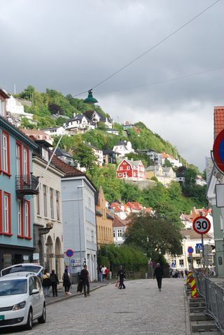 View of houses on a hill